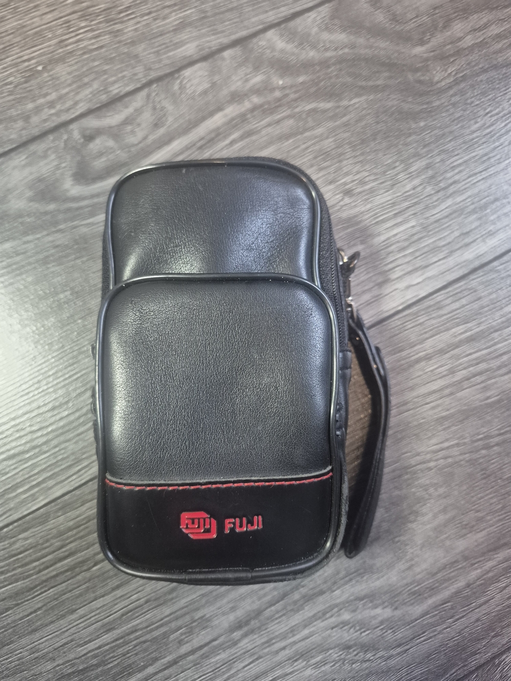 Vintage Fuji Film Camera Case Pouch Black Leatherette Belt Loop Wrist Strap